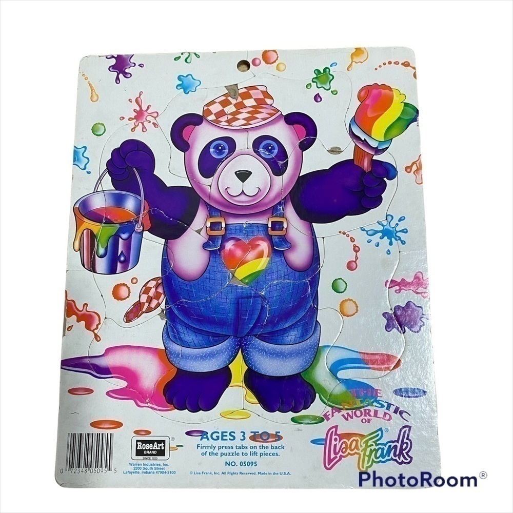 Vintage Lisa Frank Panda Painter Tray Puzzle Rose Art